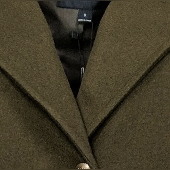 NEW Thread Collective Faux Wool Notch Collar Tailored Military Style Olive Green - Picture 4 of 13